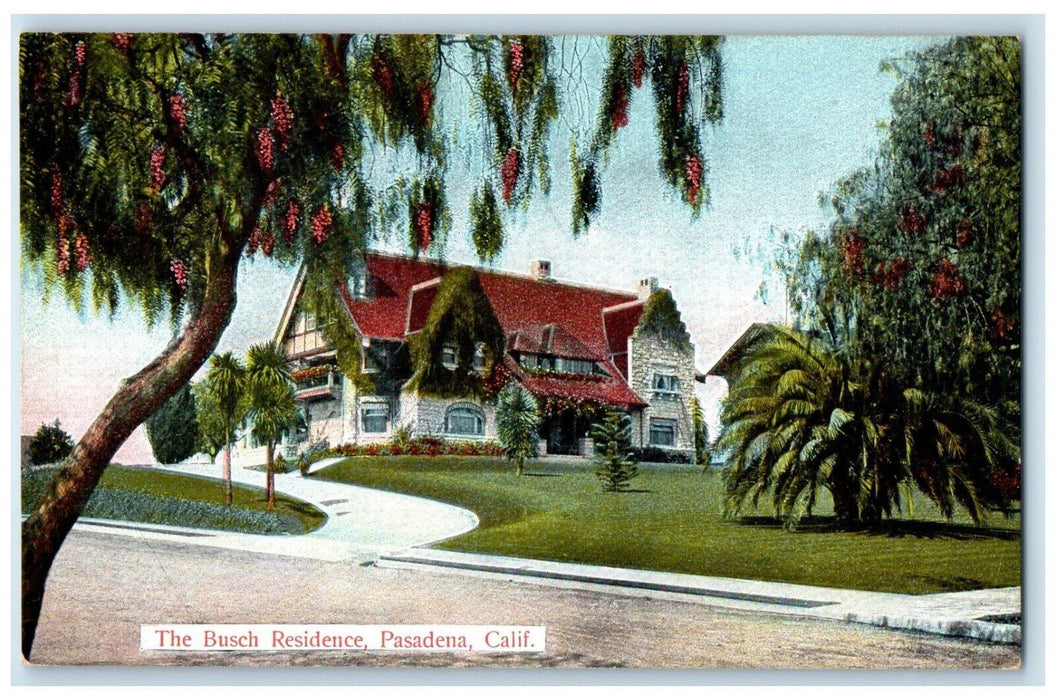 c1910 Exterior View Busch Residence Building Pasadena California Rieder Postcard