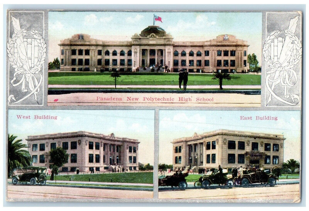 1910 Multiview Pasadena New Polytechnic High School Pasadena California Postcard