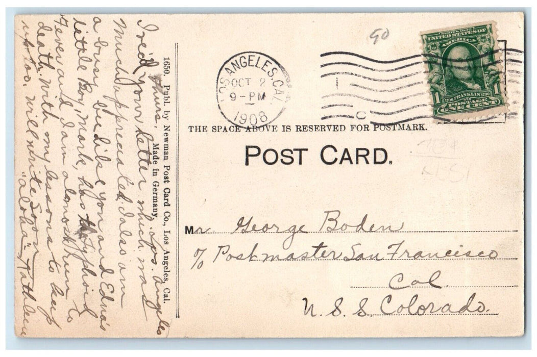 1908 Scenic View Up Arroyo Bridge Trees Pasadena California CA Antique Postcard