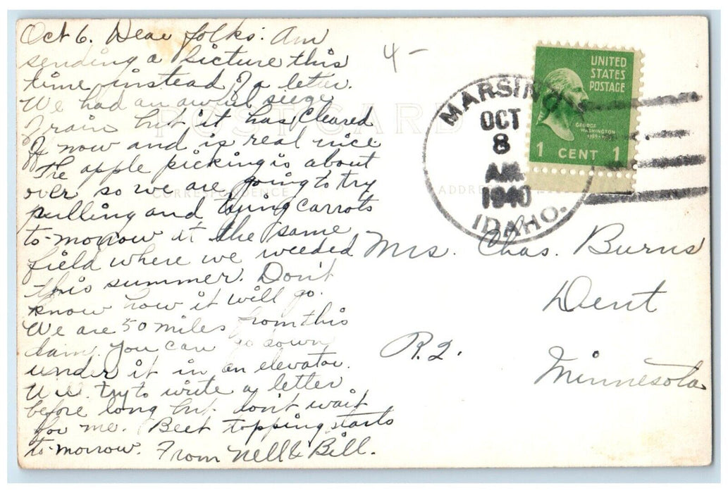 1940 Owyhee Dam World's Highest Near Nyssa OR Marsing ID RPPC Photo Postcard