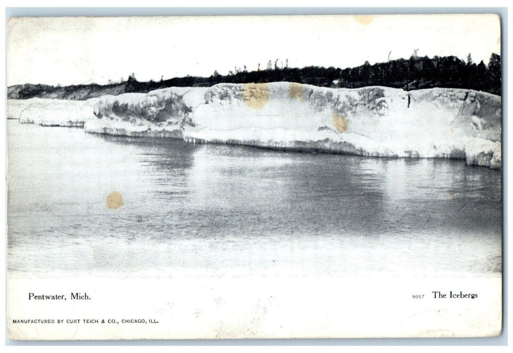 c1910 Icebergs Cliff River Lake Pentwater Michigan MI Vintage Antique Postcard