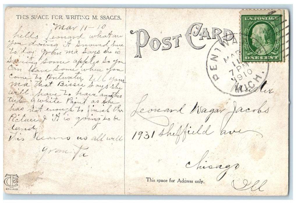 c1910 Icebergs Cliff River Lake Pentwater Michigan MI Vintage Antique Postcard