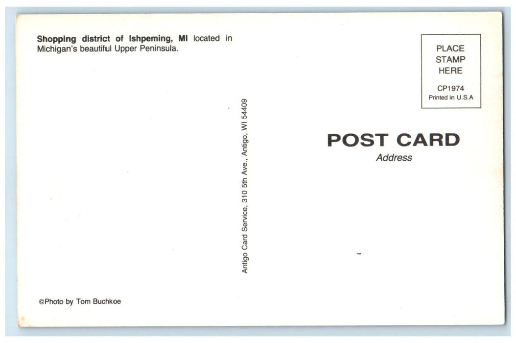 c1960 Greetings Shopping District Peninsula Exterior Ishpeming Michigan Postcard
