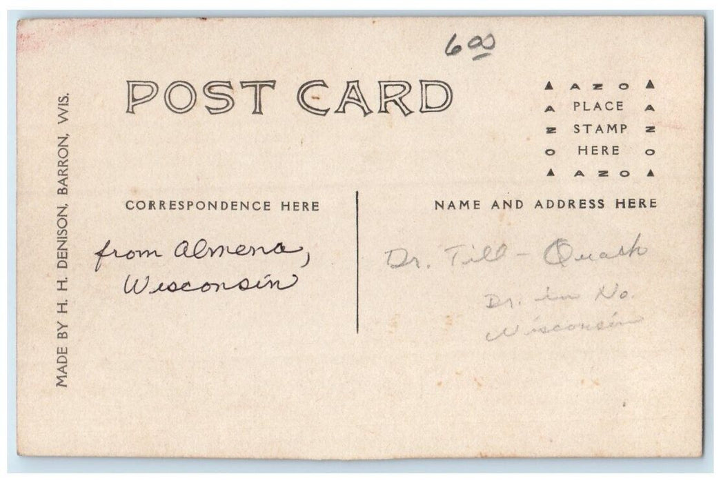 1908 Dr. John Till Assistants Plaster Denison Almena WI RPPC Photo Postcard