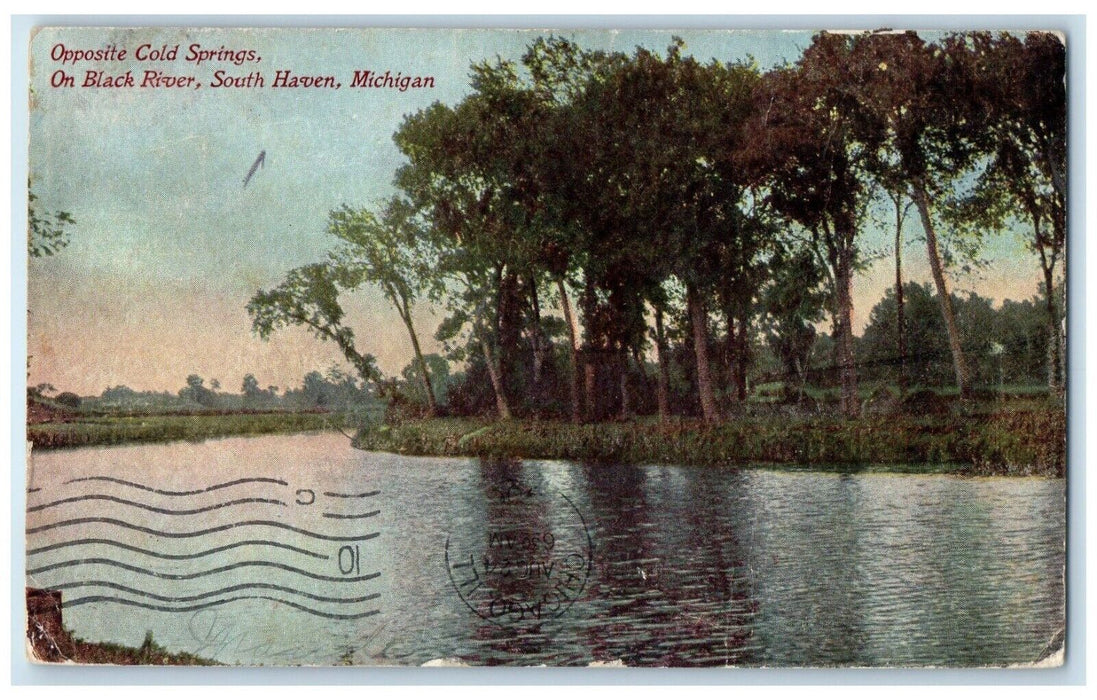 1906 Opposite Cold Springs Black River Lake Trees South Haven Michigan Postcard