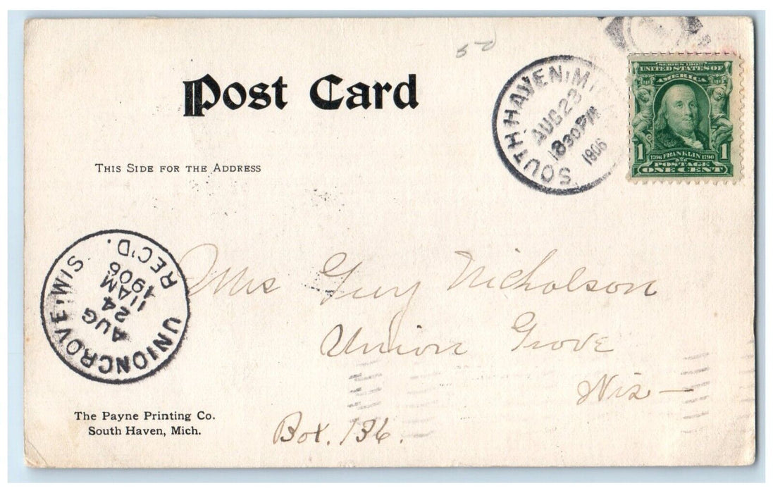 1906 Opposite Cold Springs Black River Lake Trees South Haven Michigan Postcard