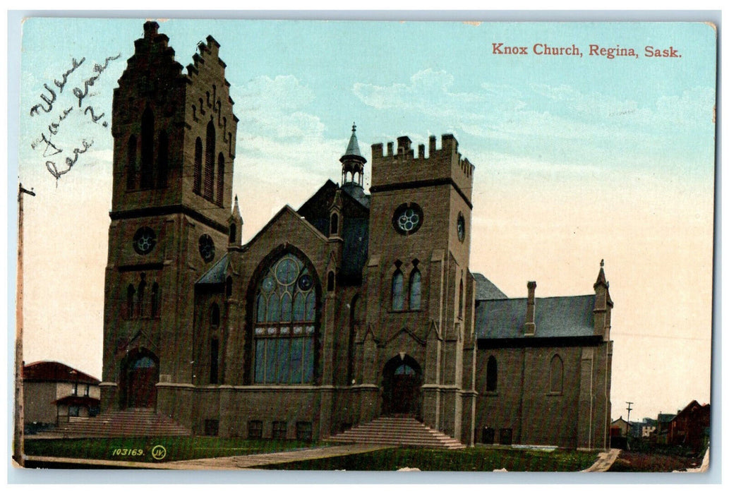 1914 Knox Church Regina Saskatchewan Canada Antique Posted Postcard