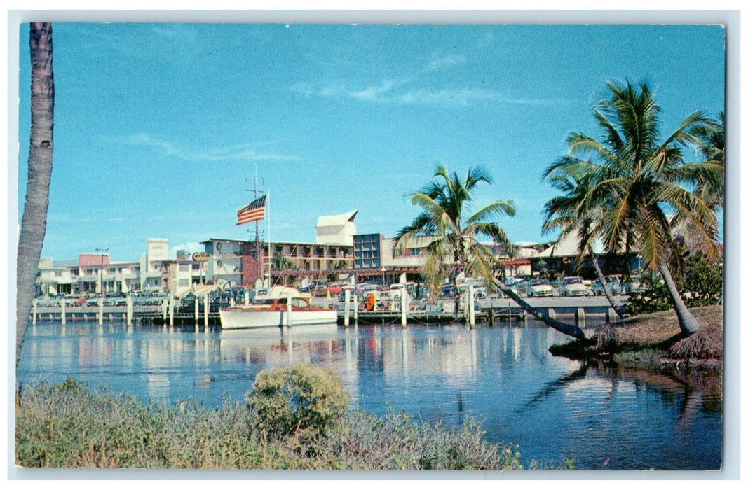 c1950's Motel Row As Seen Across Indian Creek Miami Beach Florida FL Postcard