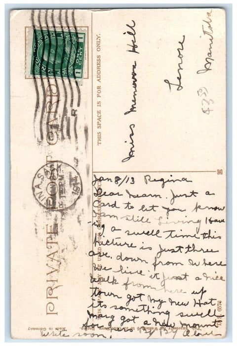 1914 11th Avenue Looking East Regina Saskatchewan Canada Antique Postcard