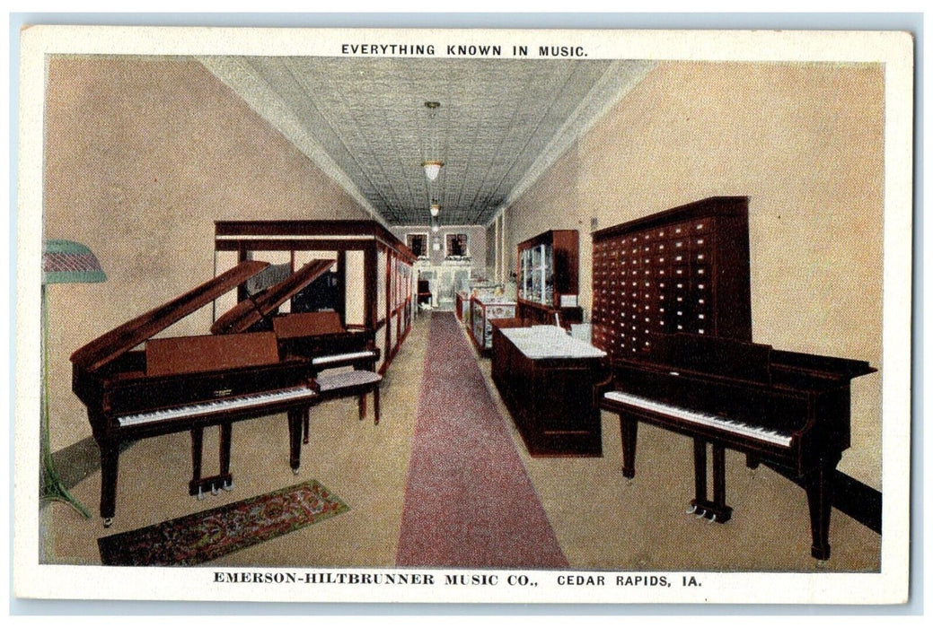 c1930's Emerson Hiltbrunner Music Co. Interior Cedar Rapids Iowa IA Postcard