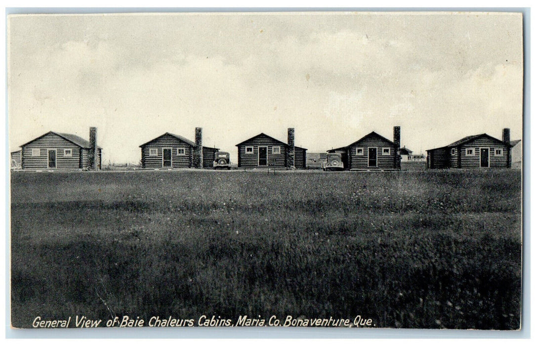 1936 General View of Baie Chaleurs Cabins Maria Co. Bonaventure Canada Postcard