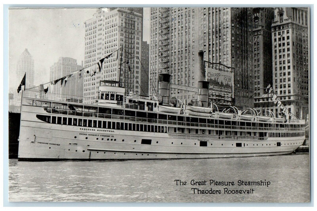 The Great Pleasure Steamship Theodore Roosevelt Chicago Illinois IL Postcard