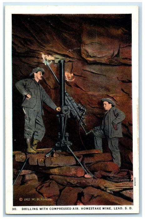 c1930's Drilling With Compressed Air Homestake Mine Lead South Dakota Postcard