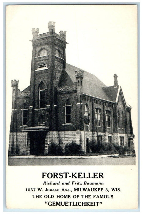 c1910's Forst Keller Old Home Gemuetlichkeit Milwaukee Wisconsin WI Postcard