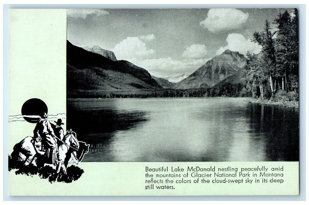 Lake McDonald Amid Mountains Glacier National Park Montana MT Vintage Postcard