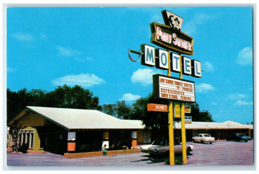c1950's Pony Soldier Motel Car Roadside Tucumcari New Mexico NM Vintage Postcard