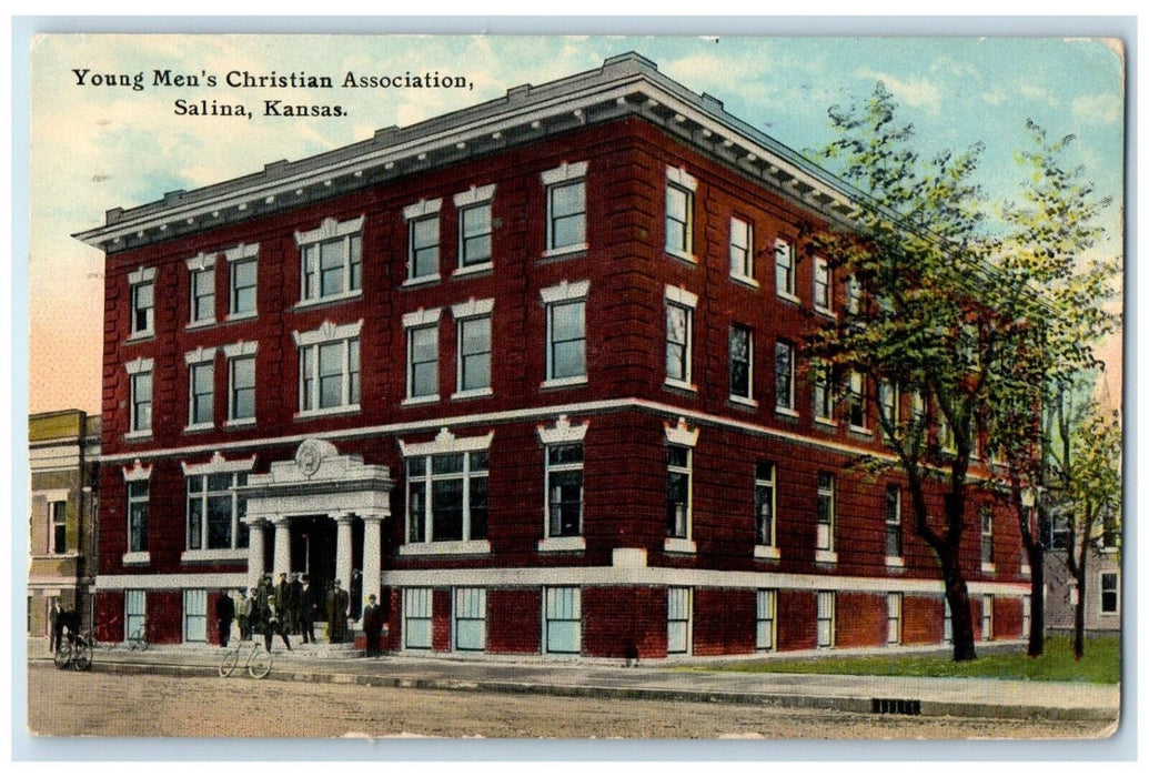 1912 Young Men's Christian Association Exterior Building Salina Kansas Postcard