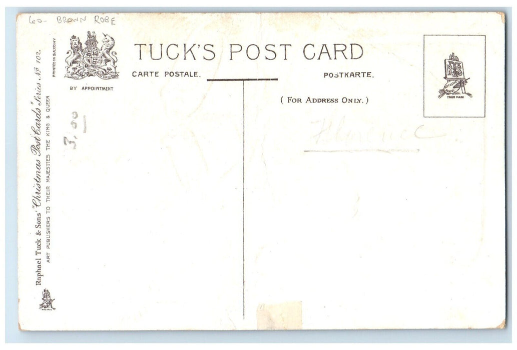 c1910's Christmas Tree Santa Claus Brown Robe Ringing Bells Tuck's Postcard