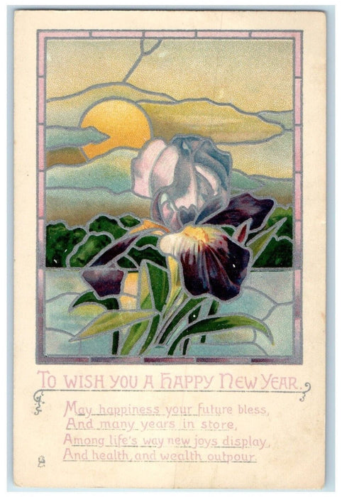 1911 New Year Flowers Sun Arts Crafts Tuck's San Francisco California Postcard