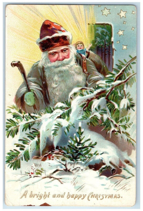 1911 Christmas Santa Claus Sack Of Toys Brown Robe Tuck's Richmond VA Postcard