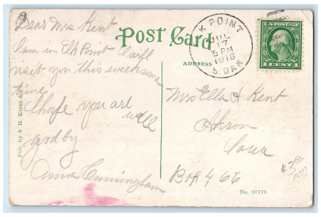 1916 Pittsburg's Great White Way Moon Night Exterior Pittsburg Kansas Postcard