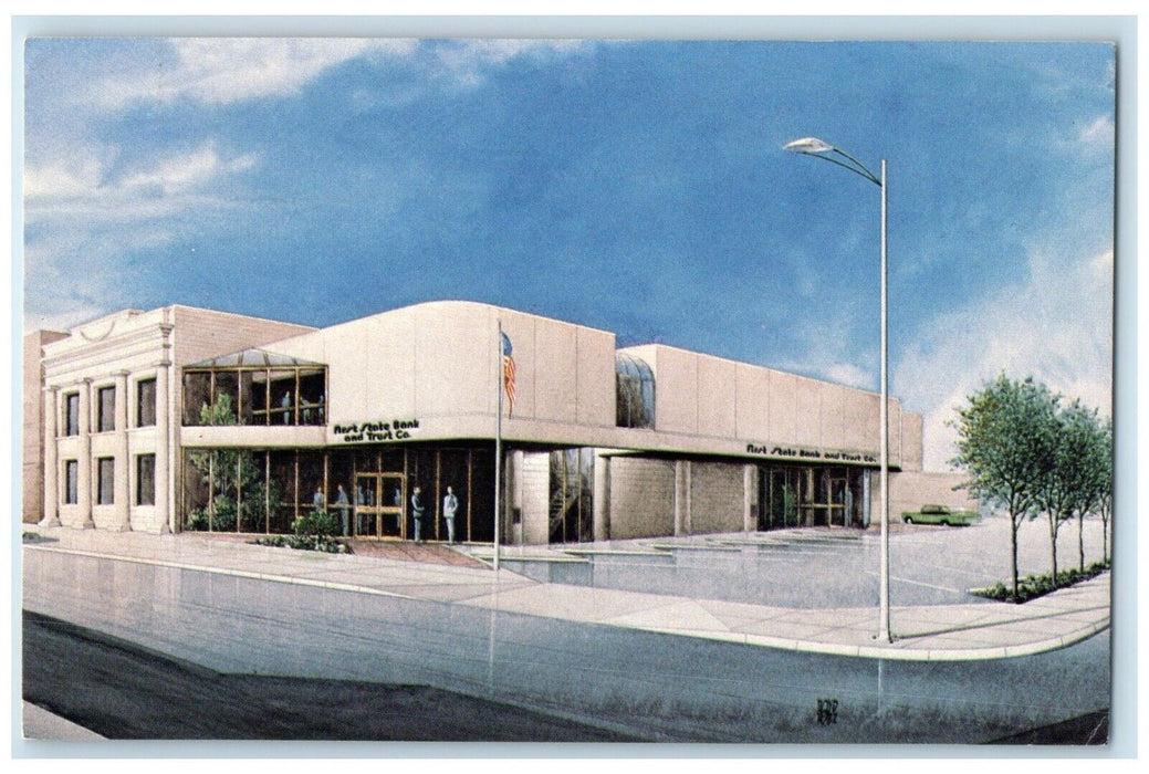 1960 First State Bank Trust Broadway Downtown Banking Pittsburg Kansas Postcard
