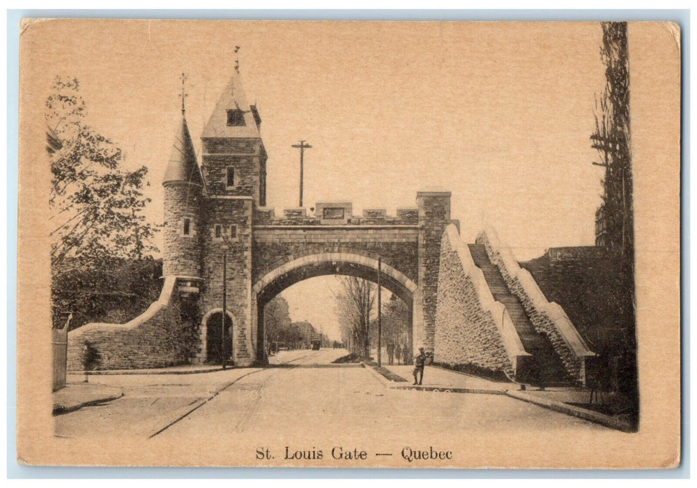 c1910 Arch Entrance to St. Louis Gate Quebec Canada Antique Unposted Postcard