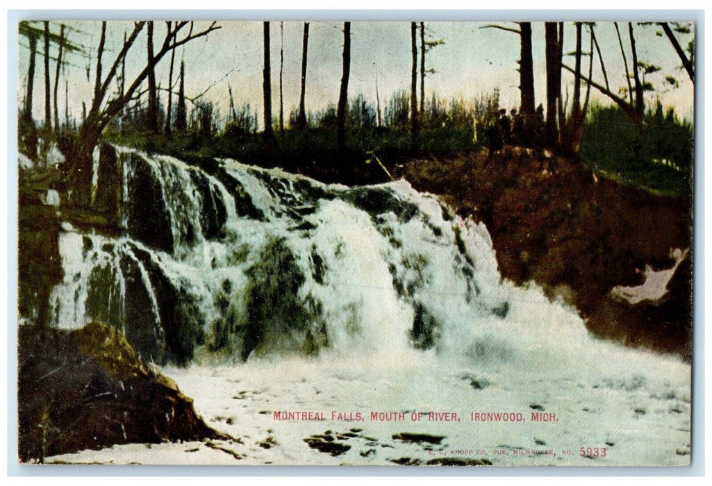 c1910 Montreal Falls Mouth River Ironwood Michigan MI Vintage Antique Postcard