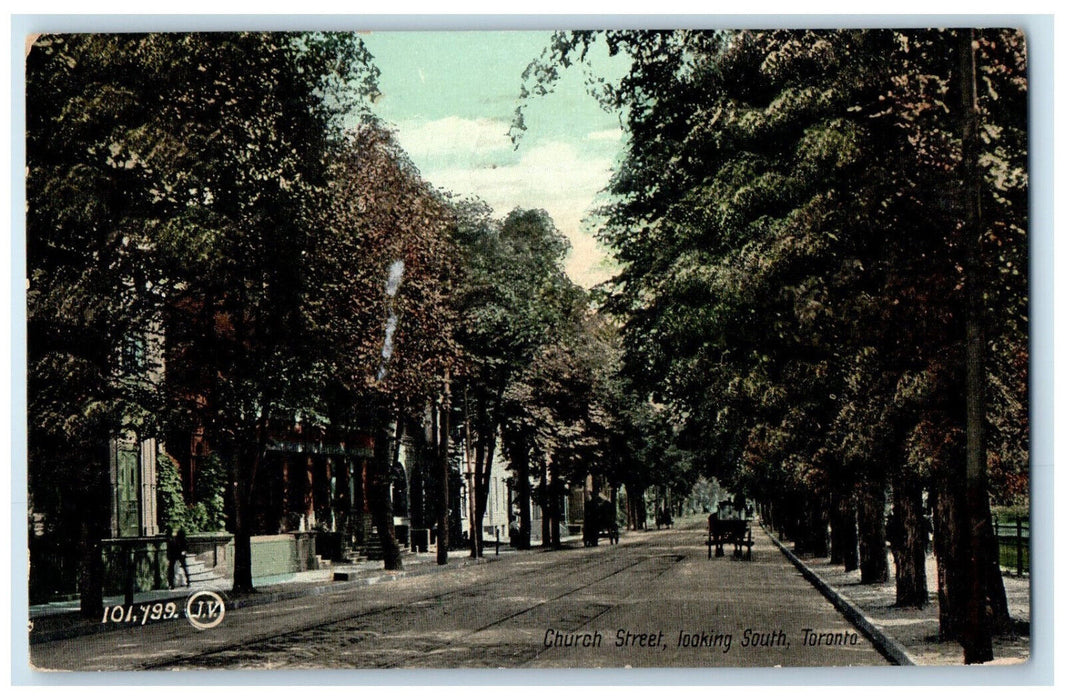 1909 Church Street Looking South Toronto Ontario Canada Antique Postcard