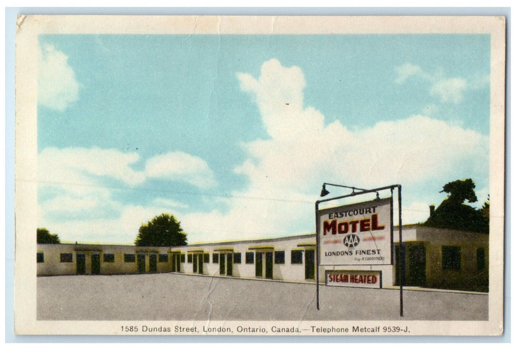 c1930's Eastcourt Motel Dundas Street London Ontario Canada Unposted Postcard