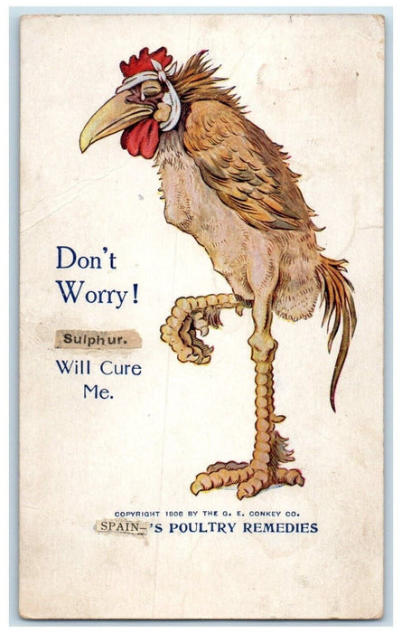 1909 Anthropomorphic Chicken Quack Medicine Wessington South Dakota SD Postcard