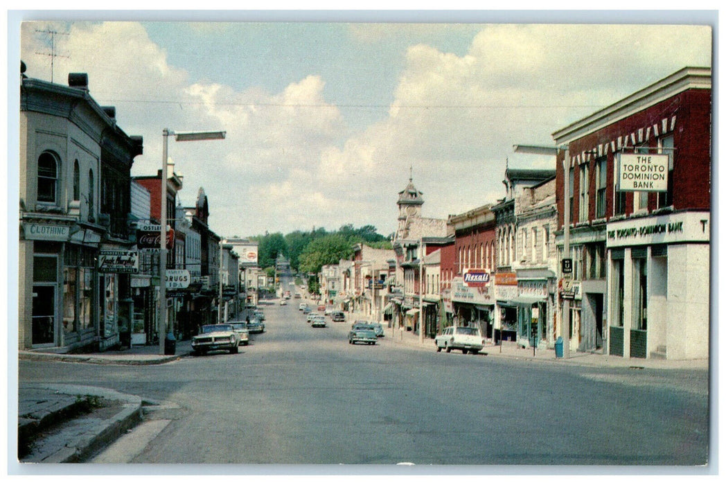 c1950's Queen Street Main Business District Ontario Canada Postcard