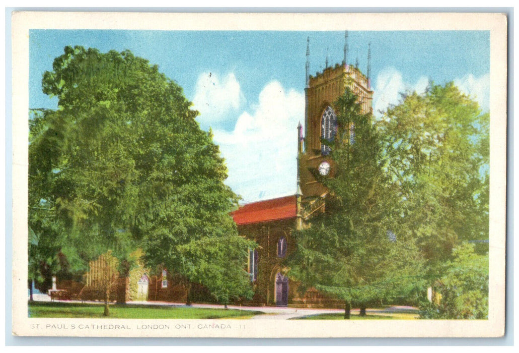 c1930's St. Paul's Cathedral London Ontario Canada Vintage Unposted Postcard