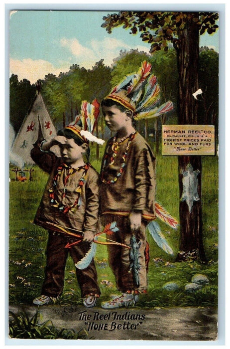 c1910's The Reel Indians Teepee Herman Reel Co. Advertising Antique Postcard