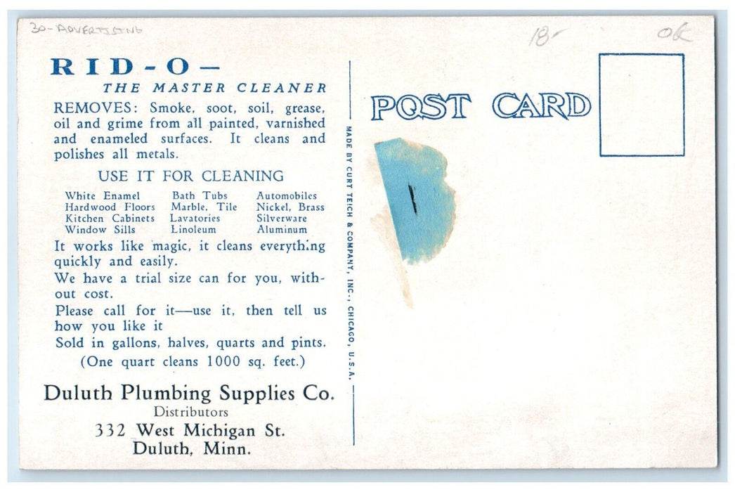 Woman Cleaning The Bath Room With Rid O And Water Cleaner Advertising Postcard