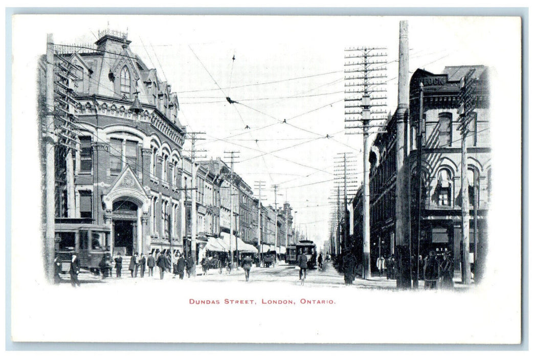 c1910 Scene at Dundas Street London Ontario Canada Unposted Antique Postcard