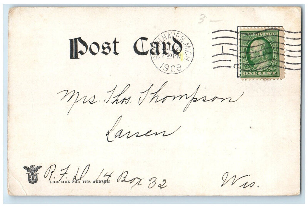 1909 Residence Mrs. Moore North Side Greetings South Haven Michigan MI Postcard