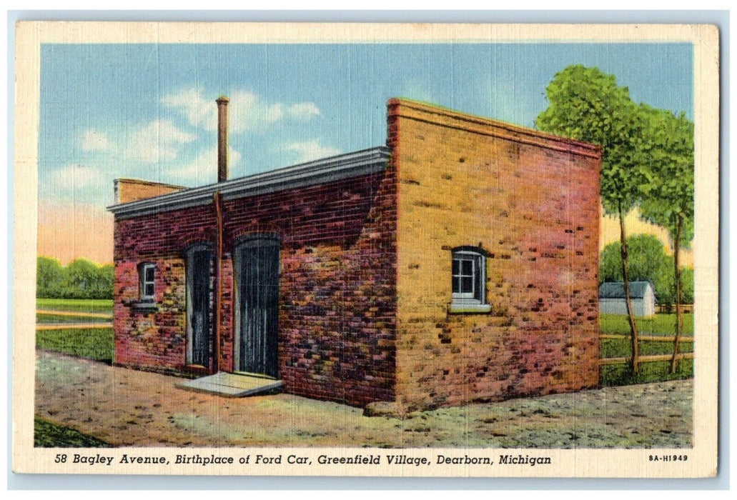 1950 Bagley Avenue Birthplace Ford Car Greenfield Village Michigan MI Postcard