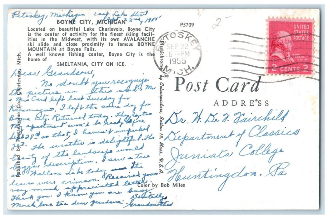 1955 Lake Charlevoix Smeltania City Ice Boyne City Michigan MI Vintage Postcard