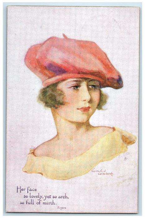 1923 Pretty Pretty Woman Hand Painted Winburh Signed Oilette Tuck's Postcard