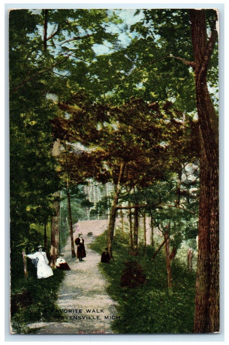 c1910's View Of Favorite Walk Stevensville Michigan MI Posted Antique Postcard