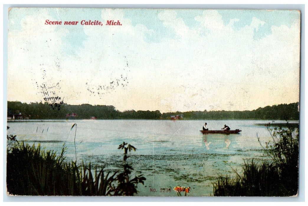 c1910's Lake Boating Scene Near Calcite Michigan MI Posted Antique Postcard