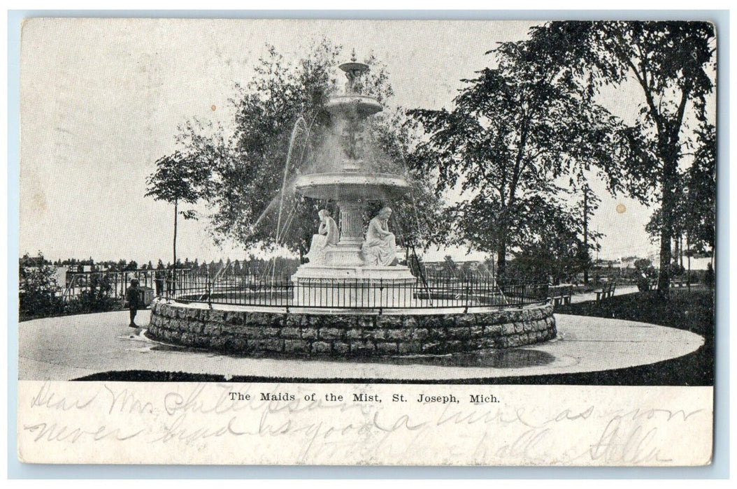 1900 Scenic View Fountain Maids Mist St Joseph Michigan Vintage Antique Postcard