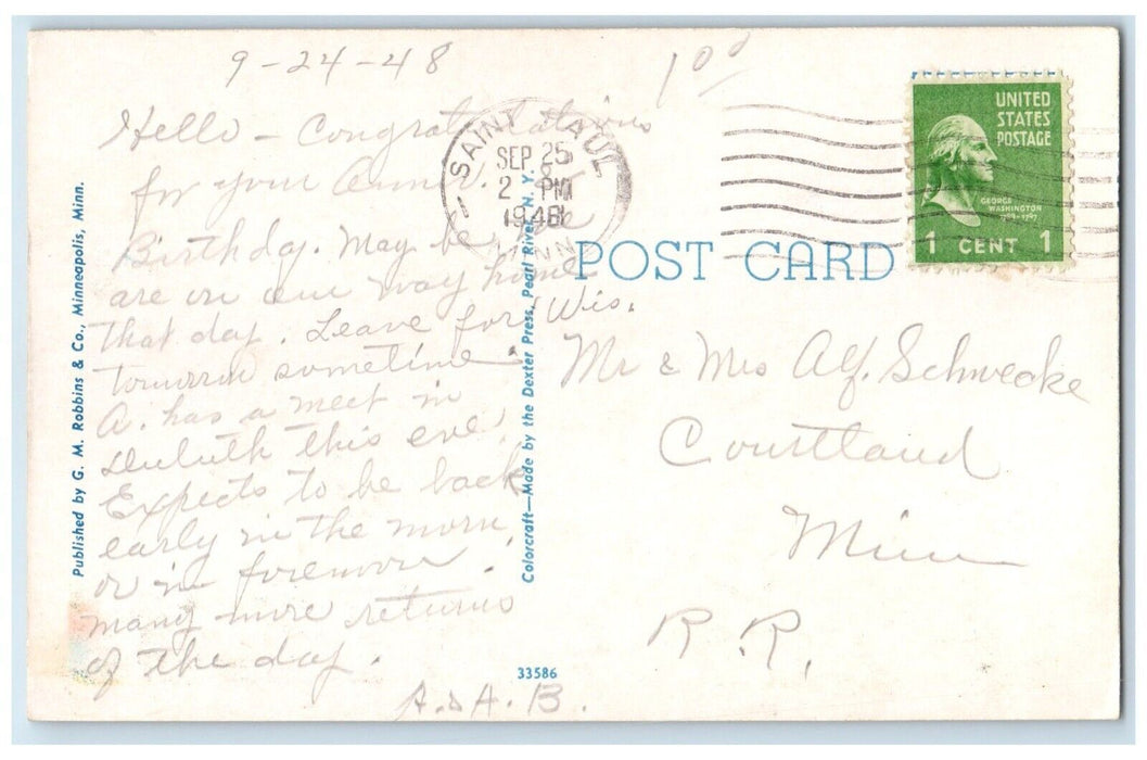 1948 Cathedral St Paul Chapel Church St. Paul Minnesota Vintage Antique Postcard