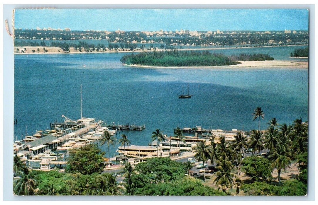 1952 Everglades Hotel Park Pier Cruise Boats Miami Bayfront Florida FL Postcard