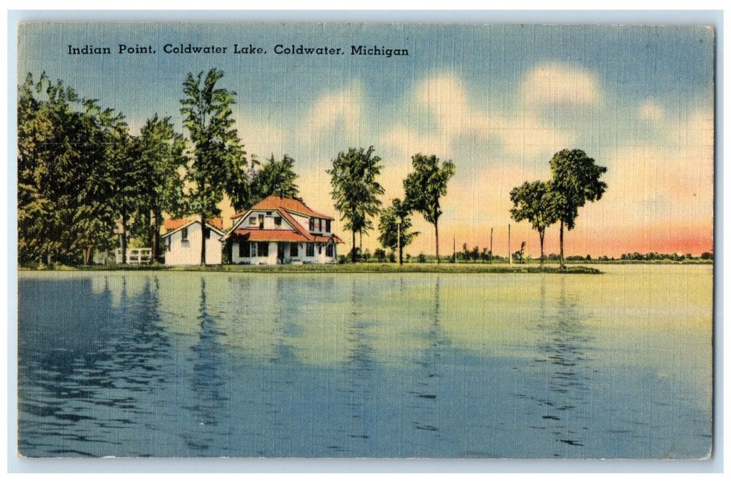 1941 Indian Point Coldwater Lake Coldwater Michigan MI Antique Vintage Postcard