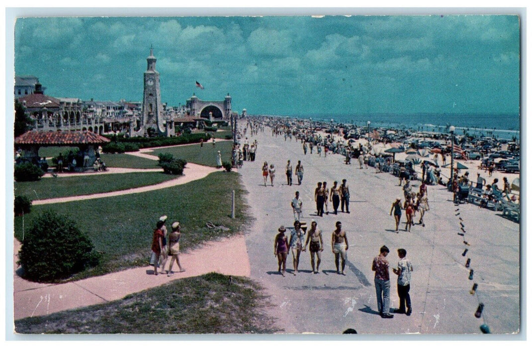 1952 Ocean Front Park Looking Toward Band Shell Daytona Beach Florida Postcard