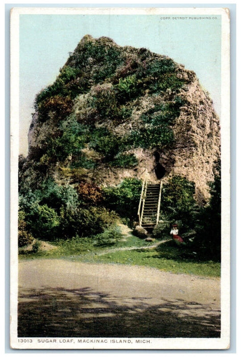 1918 Big Rock Stairways Sugar Loaf Mackinac Island Michigan MI Vintage Postcard