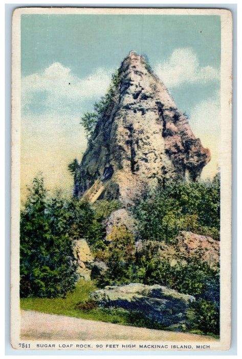 c1920 Sugar Loaf Rock 90 Feet High Mackinac Island Michigan MI Unposted Postcard