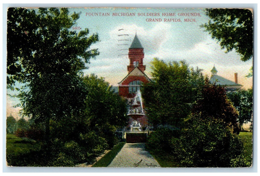 c1910 Fountain Michigan Soldiers Home Grounds Grand Rapids Michigan MI Postcard